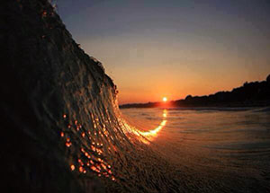 sunset wave reflection